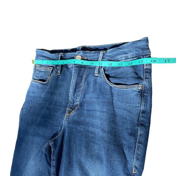 Good American Ankle Crop Raw- Hem Good Legs Jeans GLCRH873T BLUE Size 8/29 - Picture 11 of 16